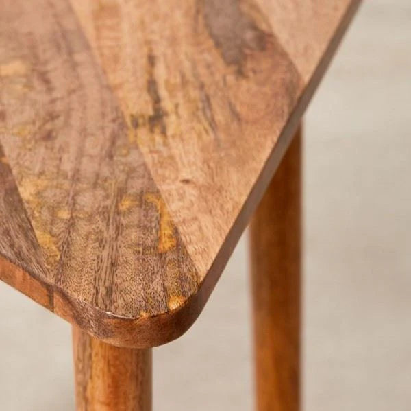 Carpentray Solid Wood Triangle Side Table Cum Stool