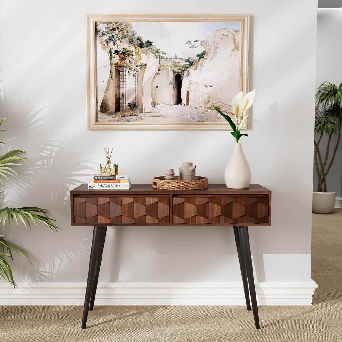 Carpentray Wooden 2 Drawer Console Table