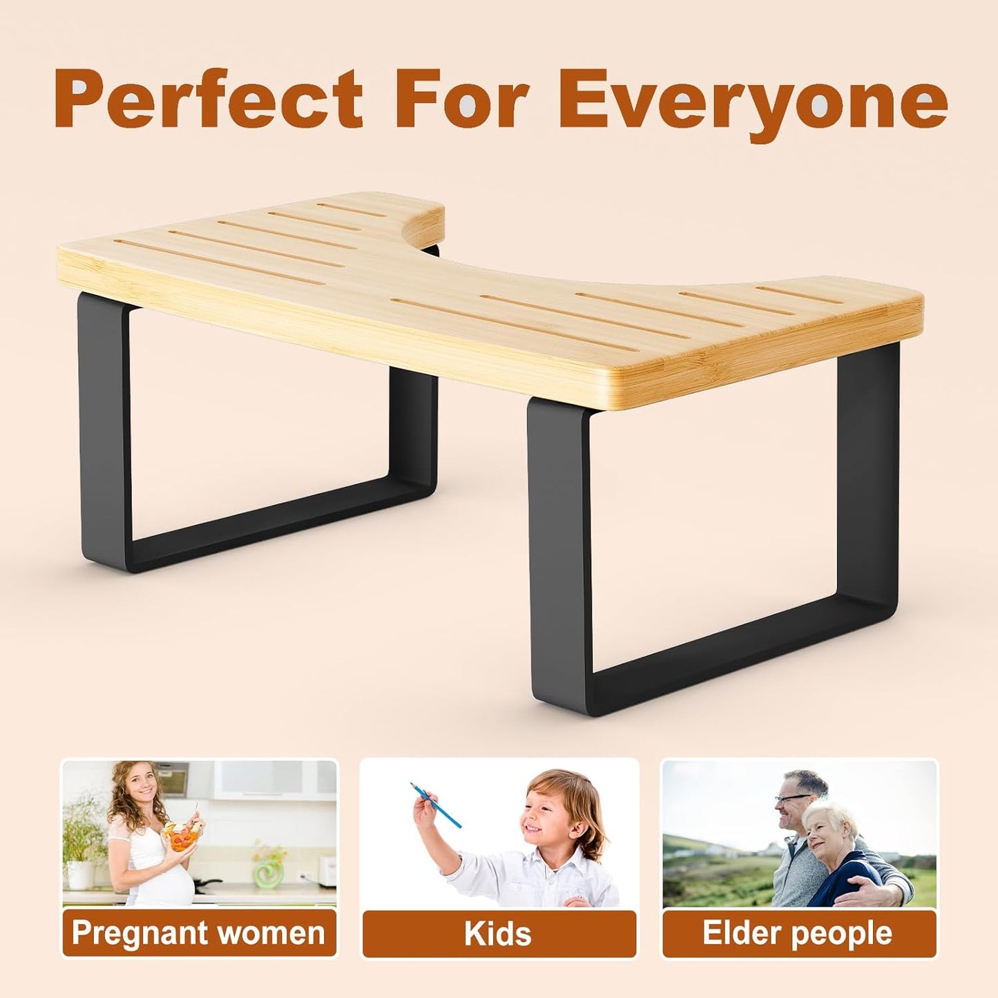Carpentray Toilet Stool Poop Stool Adult, Wooden Toilet Stool Squat Adult, Wood Potty Squatting Pooping Stool for Adults, 7 Inch Poop Stool for Bathroom, Portable Toilet Assistance Steps