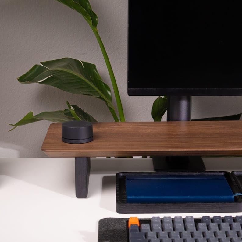 Carpentray 100Cm Wooden Computer Long Monitor Stand, Monitor Riser Desk Shelf Desktop Legs Stand