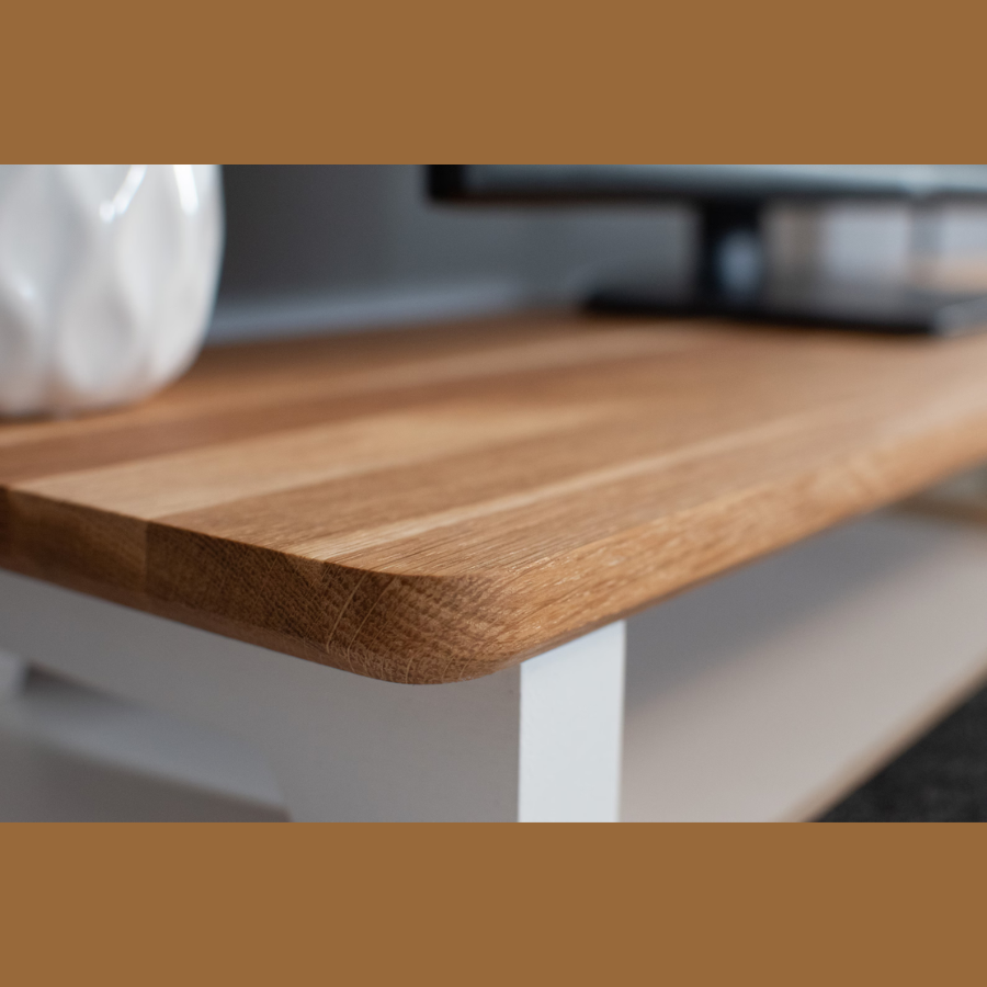 Carpentray 100cm Long Wooden Computer Monitor Riser White legs Top Brown