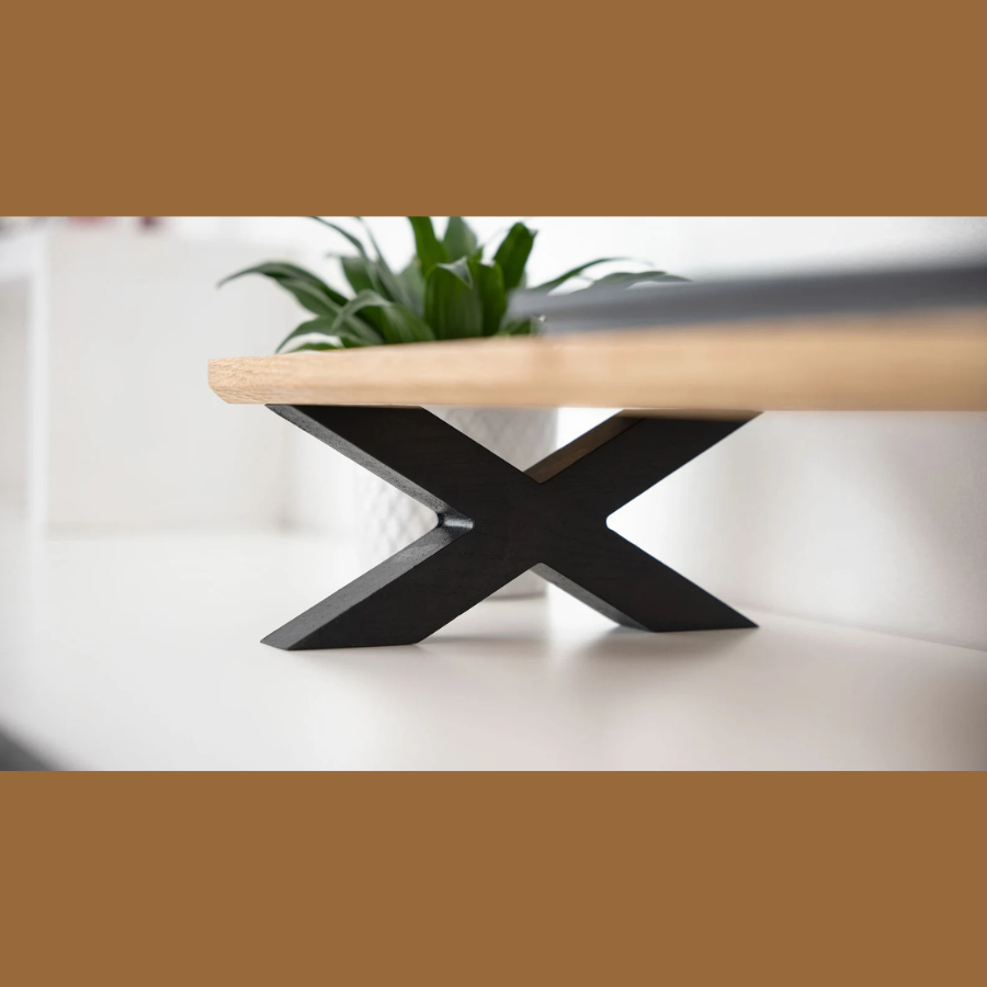 Carpentray 80Cm Long Wooden Monitor Stand X Style Black Legs