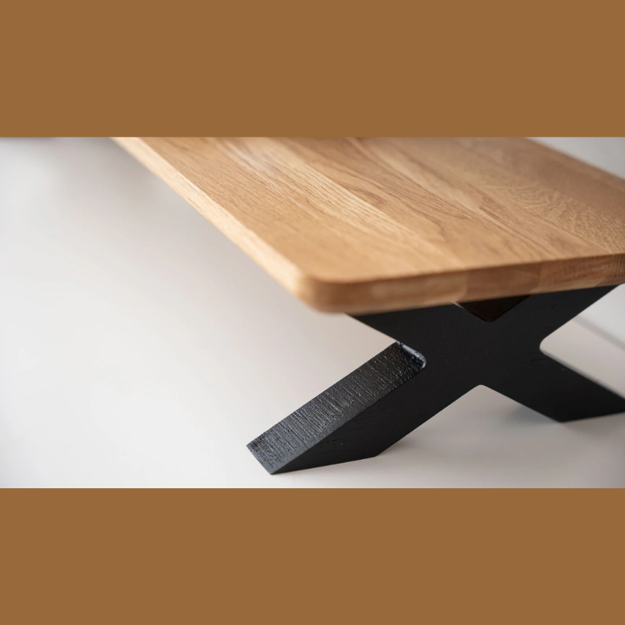 Carpentray 100Cm Long Wooden Monitor Stand X Style Black Legs