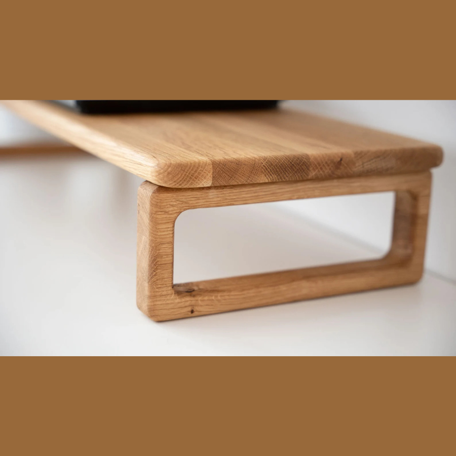 Carpentray 100cm Long Wooden Classic Monitor Riser Teak Brown Finished