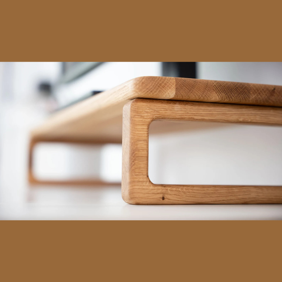 Carpentray 100cm Long Wooden Classic Monitor Riser Teak Brown Finished