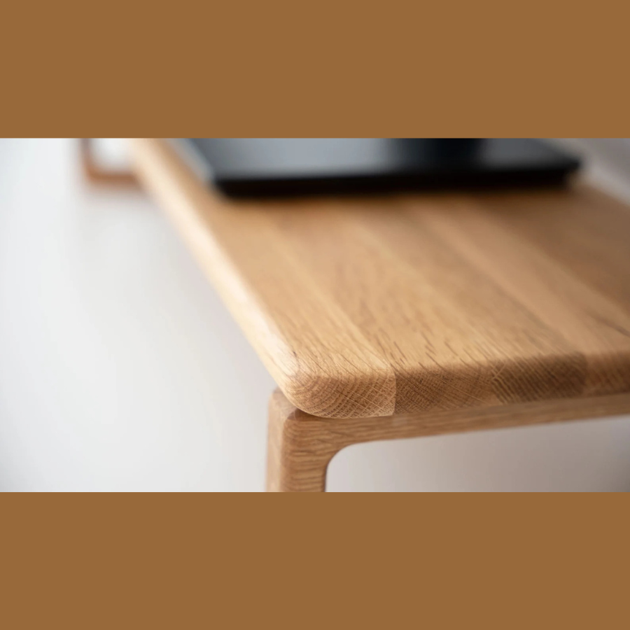 Carpentray 100cm Long Wooden Classic Monitor Riser Teak Brown Finished