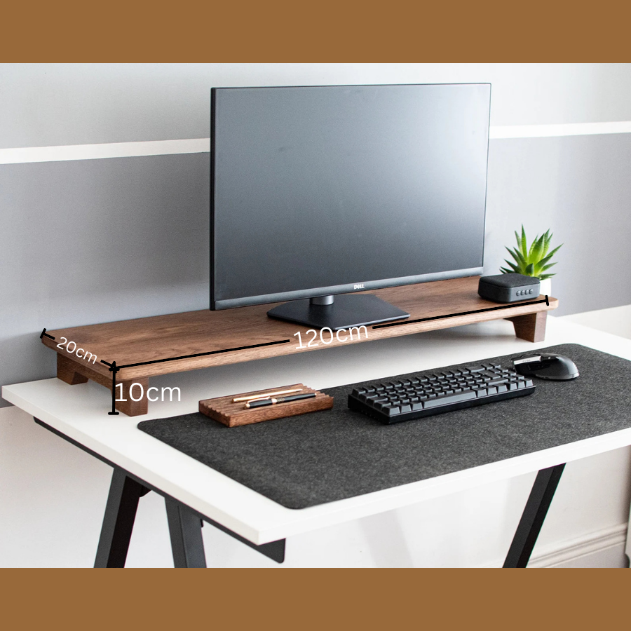 Carpentray 120cm Long Wooden Computer Monitor Riser Brown
