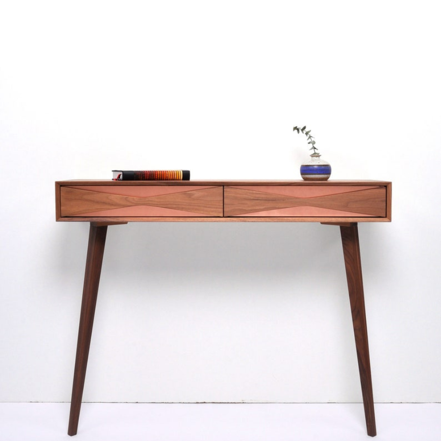 Carpentray Wood Solid Sheesham Wood Console Table for Living Room | Wooden Side Entrance Table for Home with 2 Drawers & Shelf Storage | Entryway/Foyer Table | Rosewood, Honey Finish