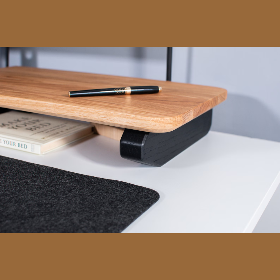 Carpentray 120cm Long Wooden Computer Monitor Riser Black legs Brown Top