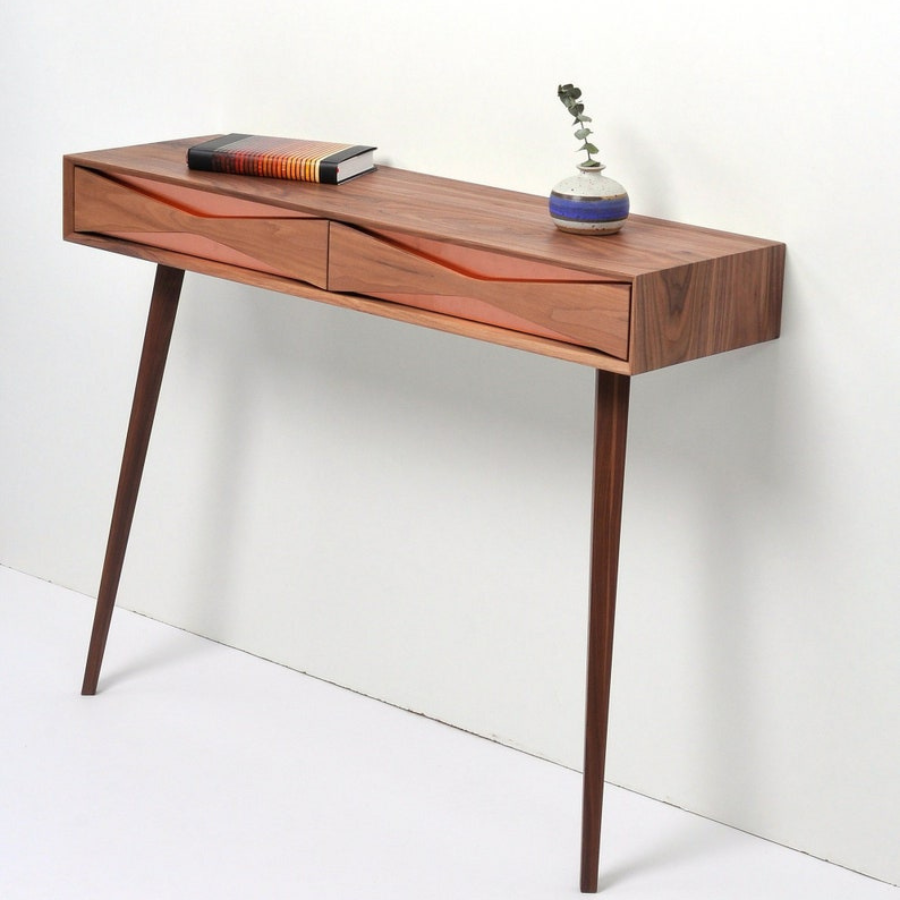Carpentray Wood Solid Sheesham Wood Console Table for Living Room | Wooden Side Entrance Table for Home with 2 Drawers & Shelf Storage | Entryway/Foyer Table | Rosewood, Honey Finish