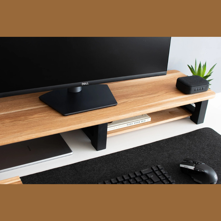 Carpentray 120Cm Long Wooden Monitor Riser Dual Shelf