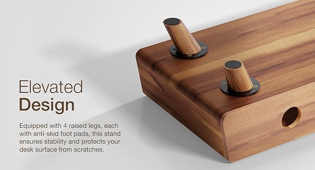 Carpentray 100cm Long Premium Mango Wood Monitor Stand with Drawer - Wooden Monitor Riser for Desk