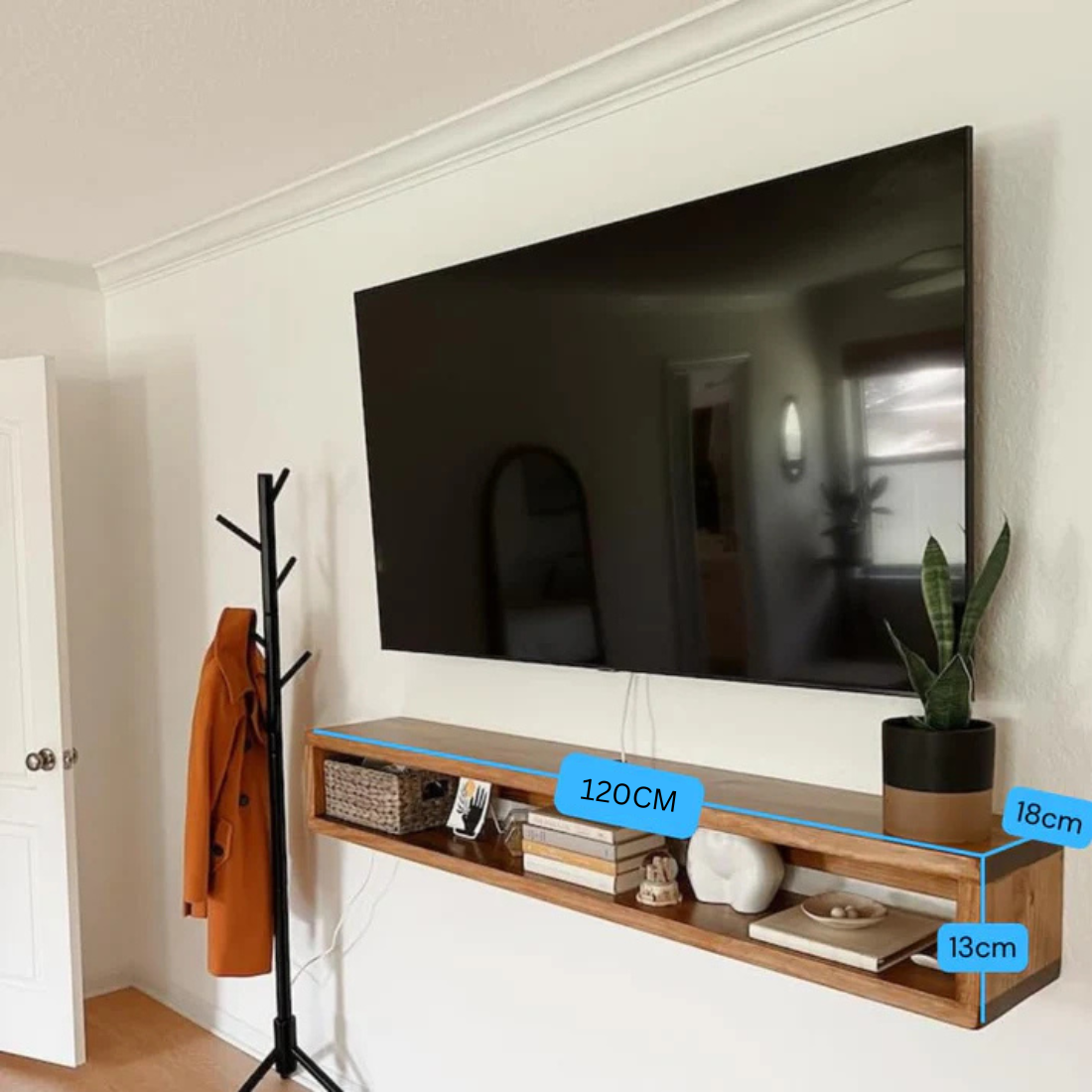 Carpentray 120Cm Wooden Wall Tv Cabinet (Brown) Large