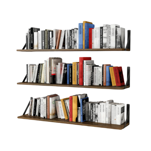 carpentray 30 inch long wooden floating book shelves for wall set of 3,