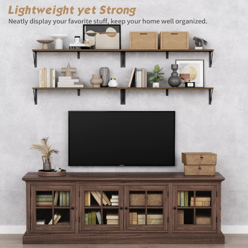 Carpentray 30 Inch Long Wooden Floating Book Shelves for Wall Set of 3,