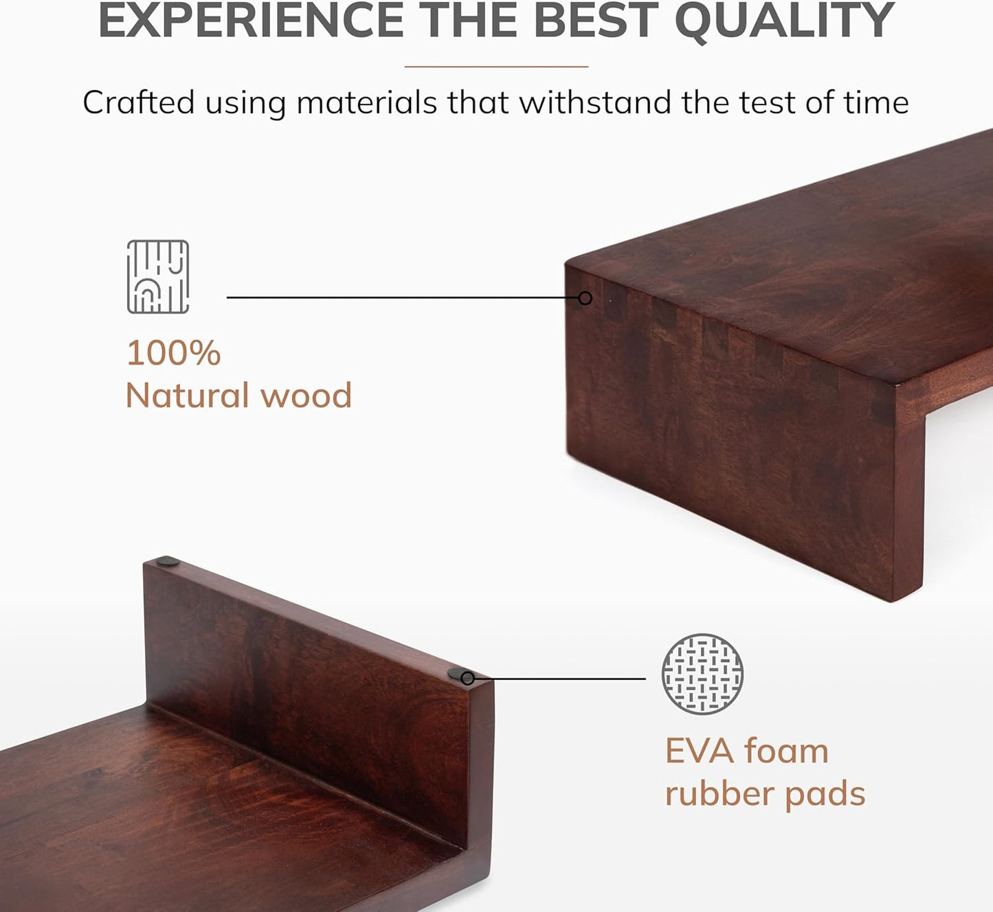 Carpentray Wooden Monitor Stand - Elegant Monitor Riser, Perfect Monitor Stand for Desk Organization, Durable Wood Construction monitor stands, Enhances Ergonomics and Workspace Efficiency,Walnut