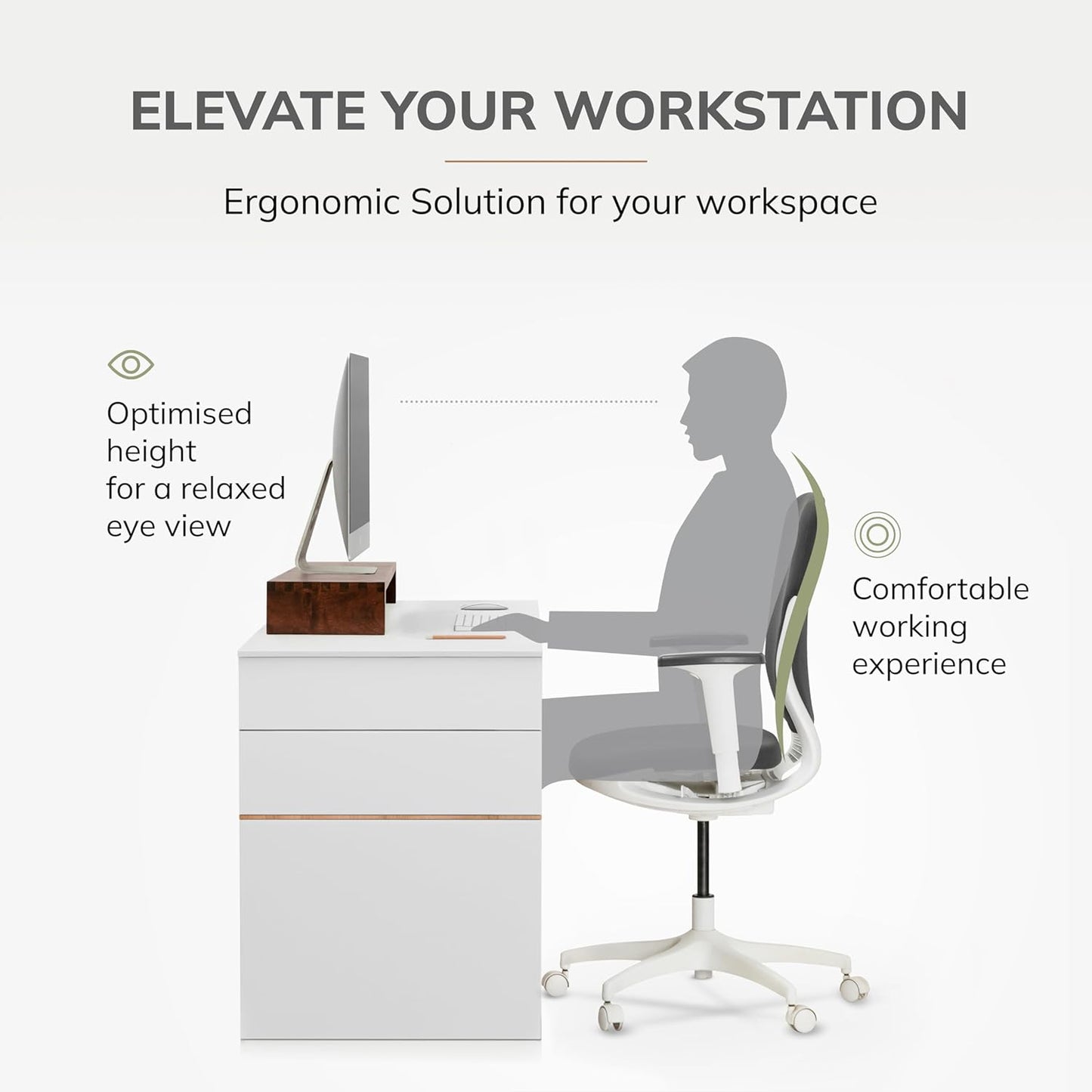 Carpentray Wooden Monitor Stand - Elegant Monitor Riser, Perfect Monitor Stand for Desk Organization, Durable Wood Construction monitor stands, Enhances Ergonomics and Workspace Efficiency,Walnut