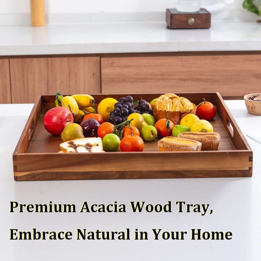 Carpentray Large Square for Living Room Wooden Tray Size 20" x 20" x 2"