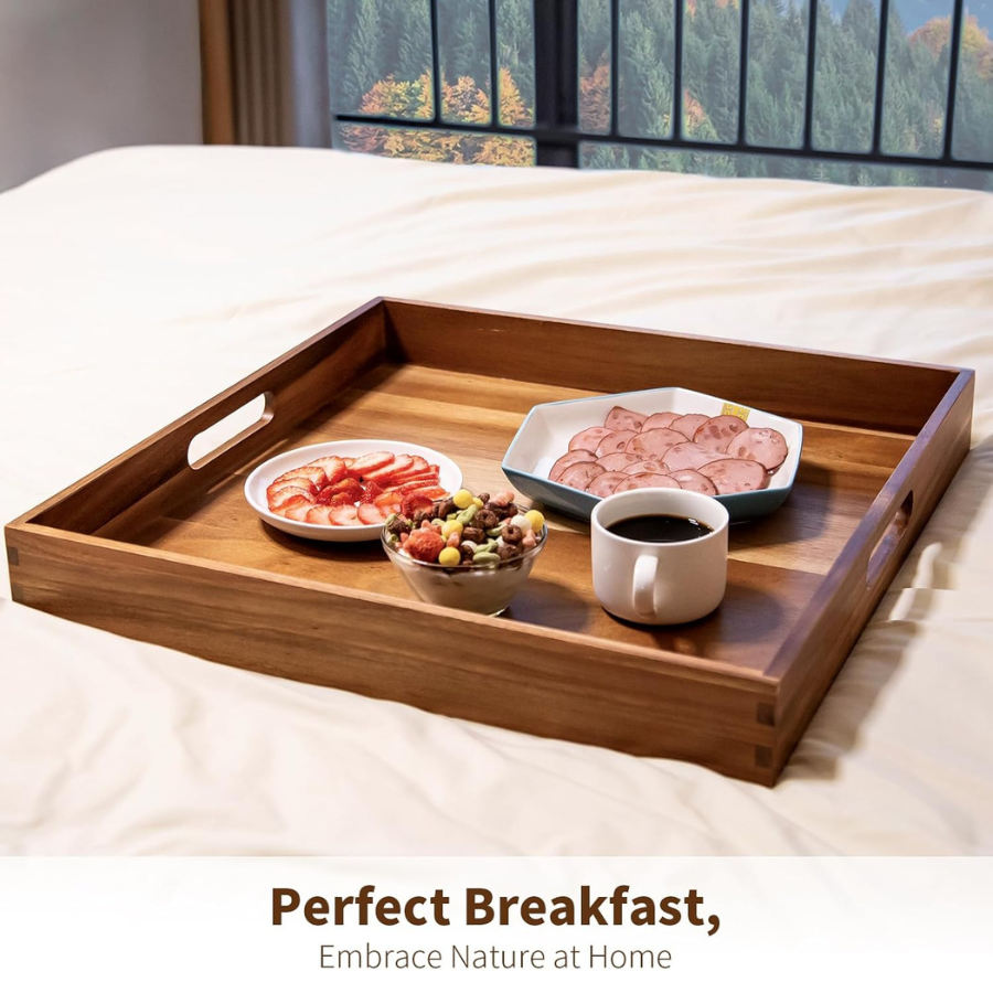 Carpentray Large Square for Living Room Wooden Tray Size 20" x 20" x 2"