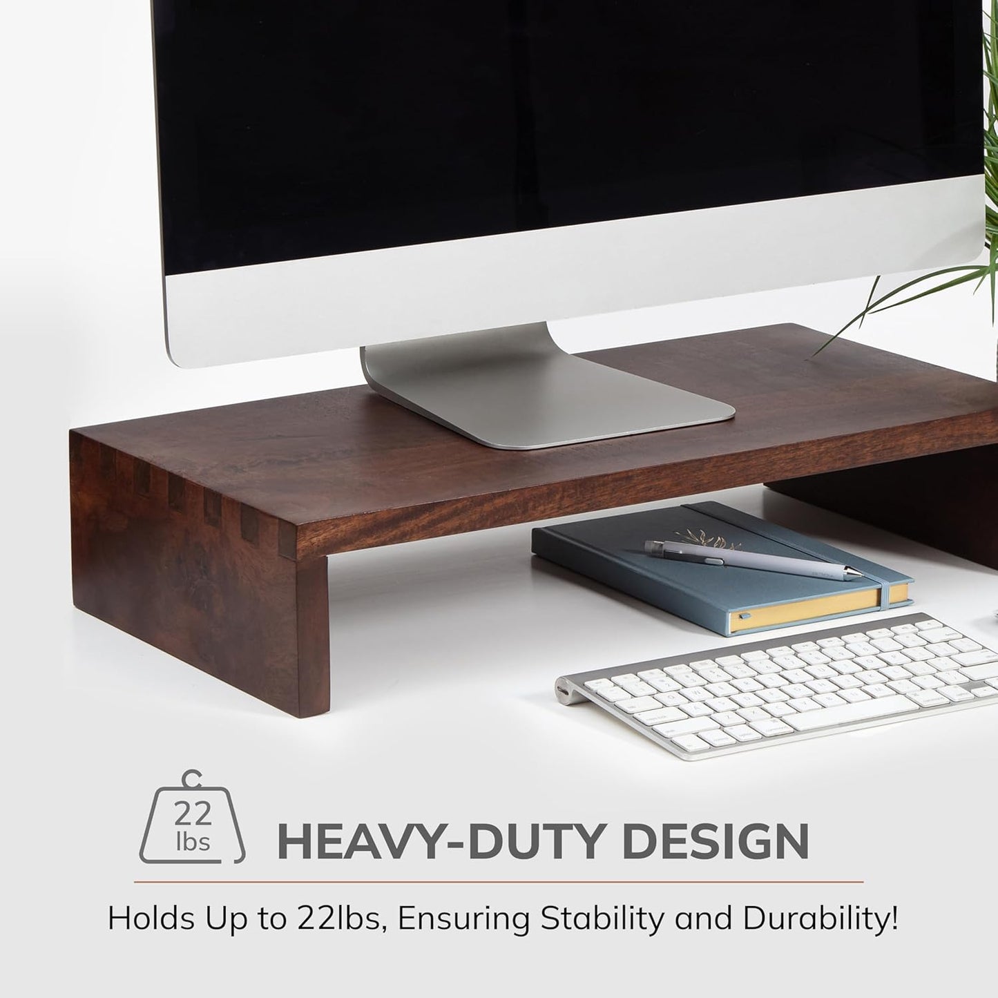 Carpentray Wooden Monitor Stand - Elegant Monitor Riser, Perfect Monitor Stand for Desk Organization, Durable Wood Construction monitor stands, Enhances Ergonomics and Workspace Efficiency,Walnut