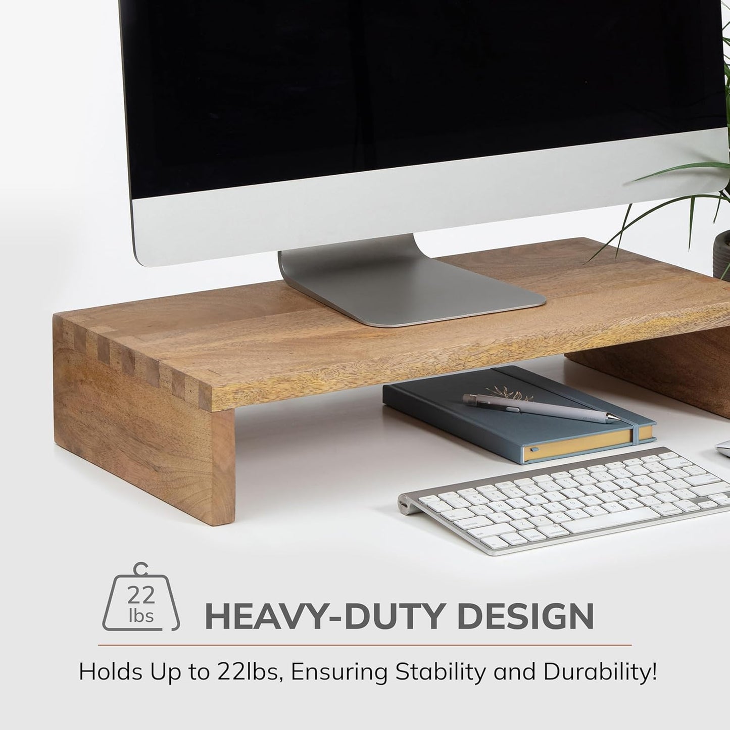 carpentray Wooden Monitor Stand - Elegant Monitor Riser, Perfect Monitor Stand for Desk Organization, Durable Wood Construction monitor stands, Enhances Ergonomics and Workspace Efficiency,Natural