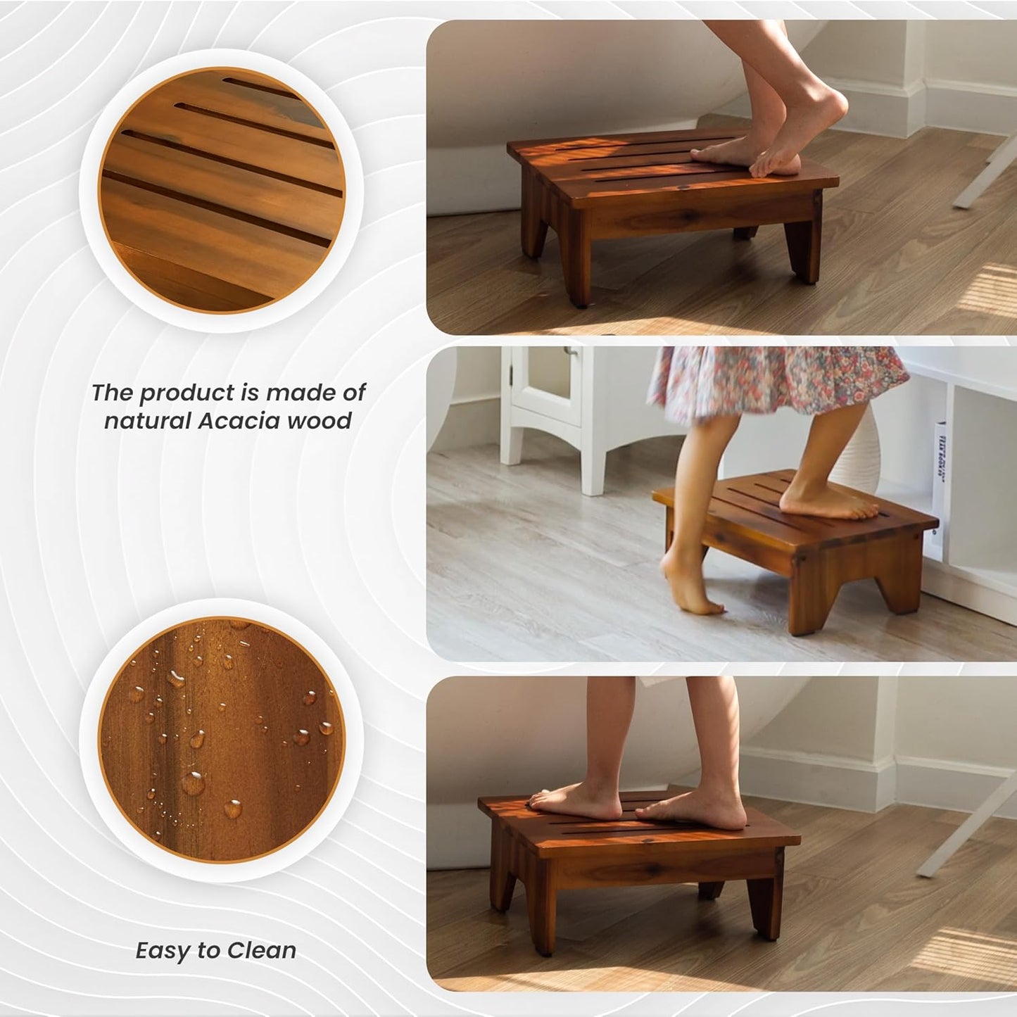Carpentray 6.5in Height Wooden Step Stool for Adults (Brown)