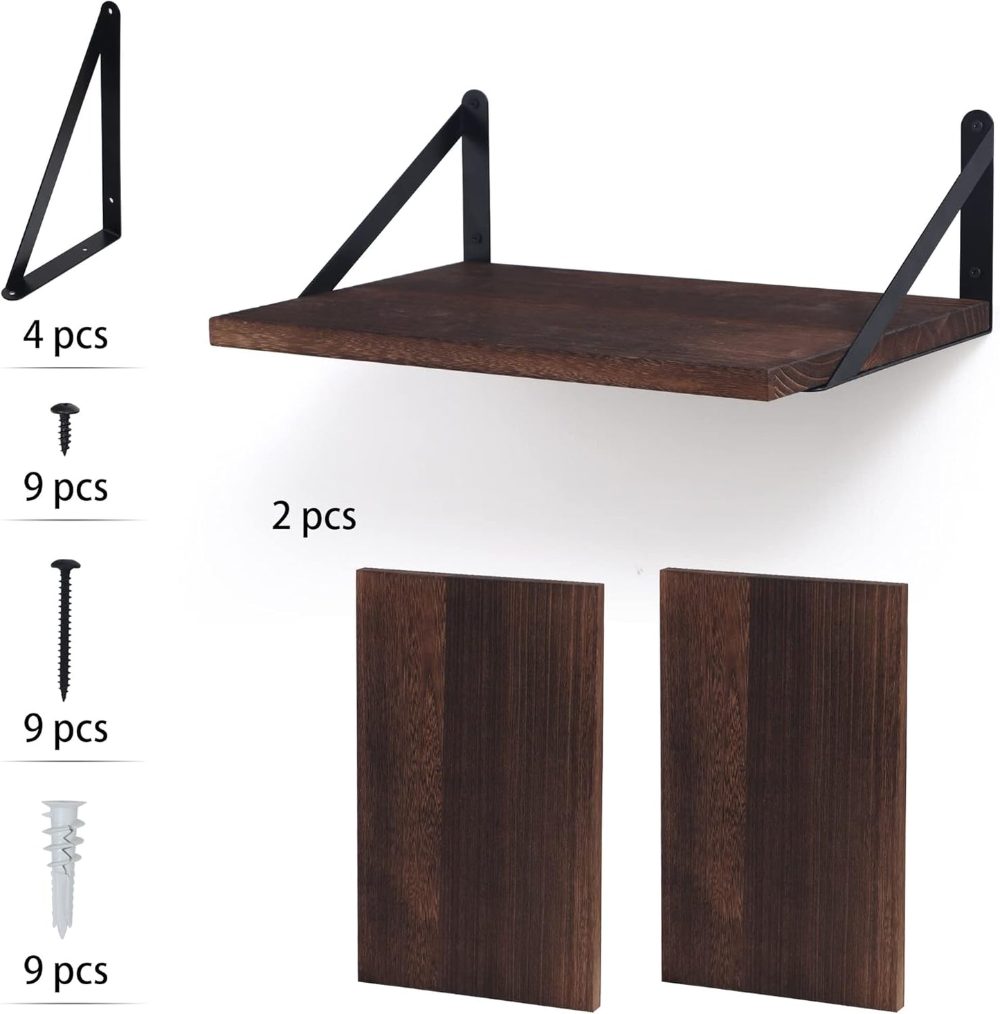 Carpentray Floating Shelves 12 Inch Wall Mounted Deep, Rustic Set of 2