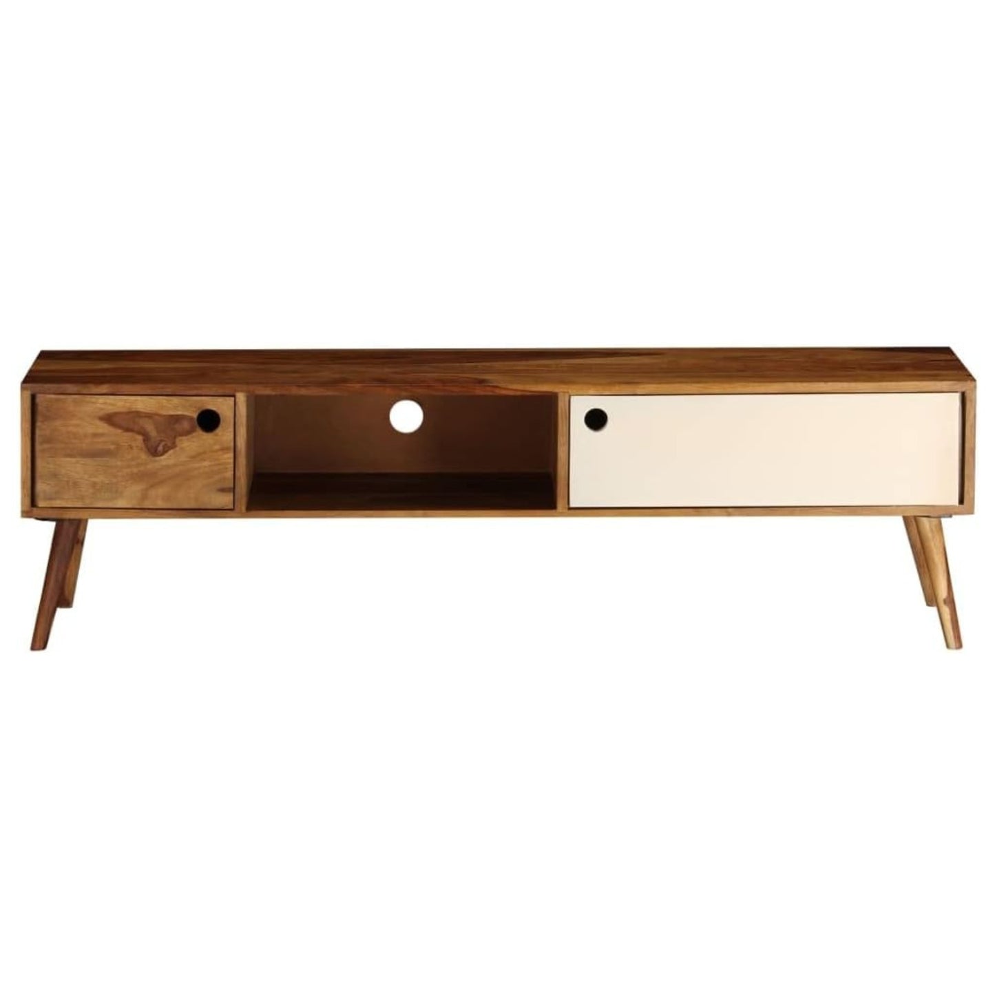 Carpentray Wooden Tv Cabinet (White+Brown)