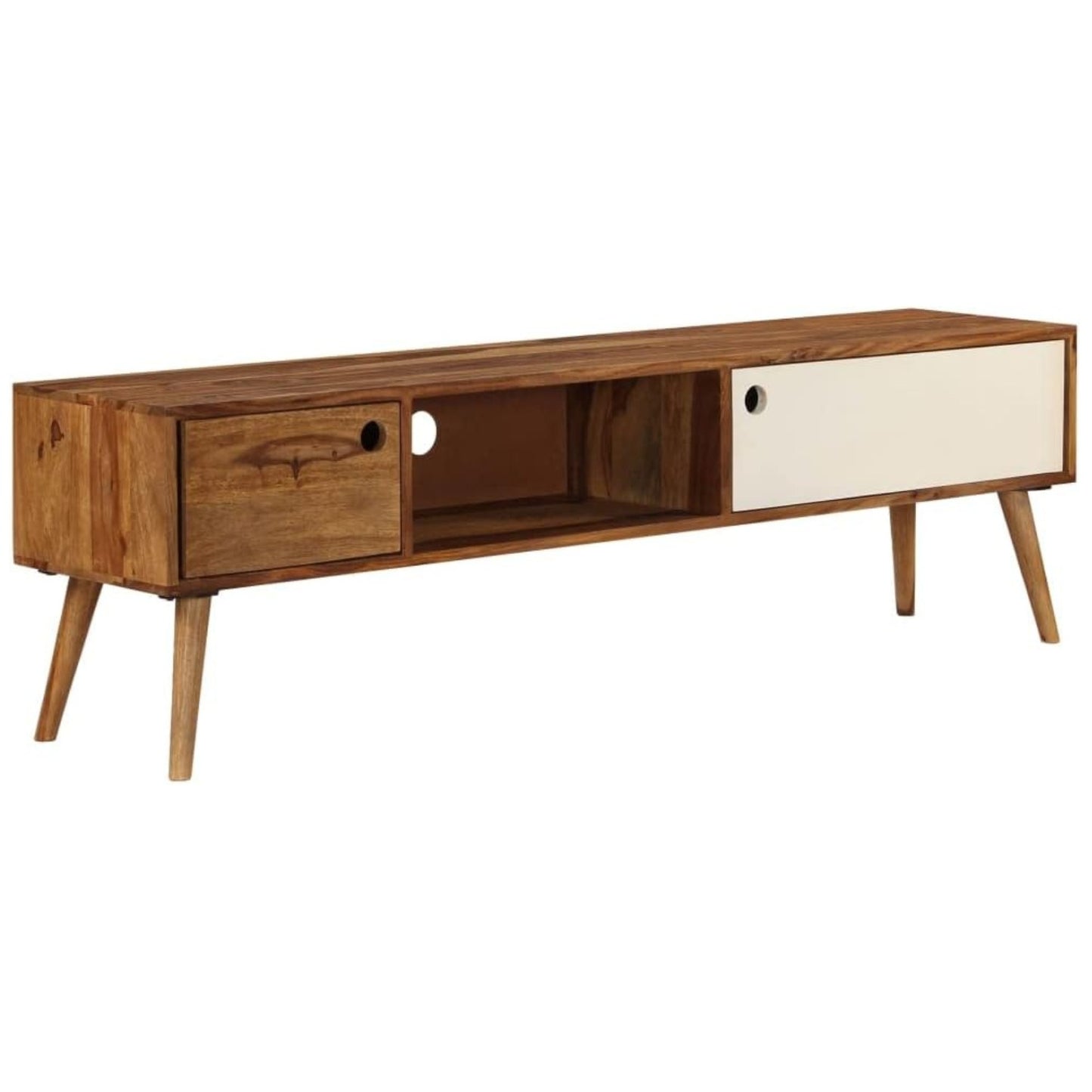 Carpentray Wooden Tv Cabinet (White+Brown)