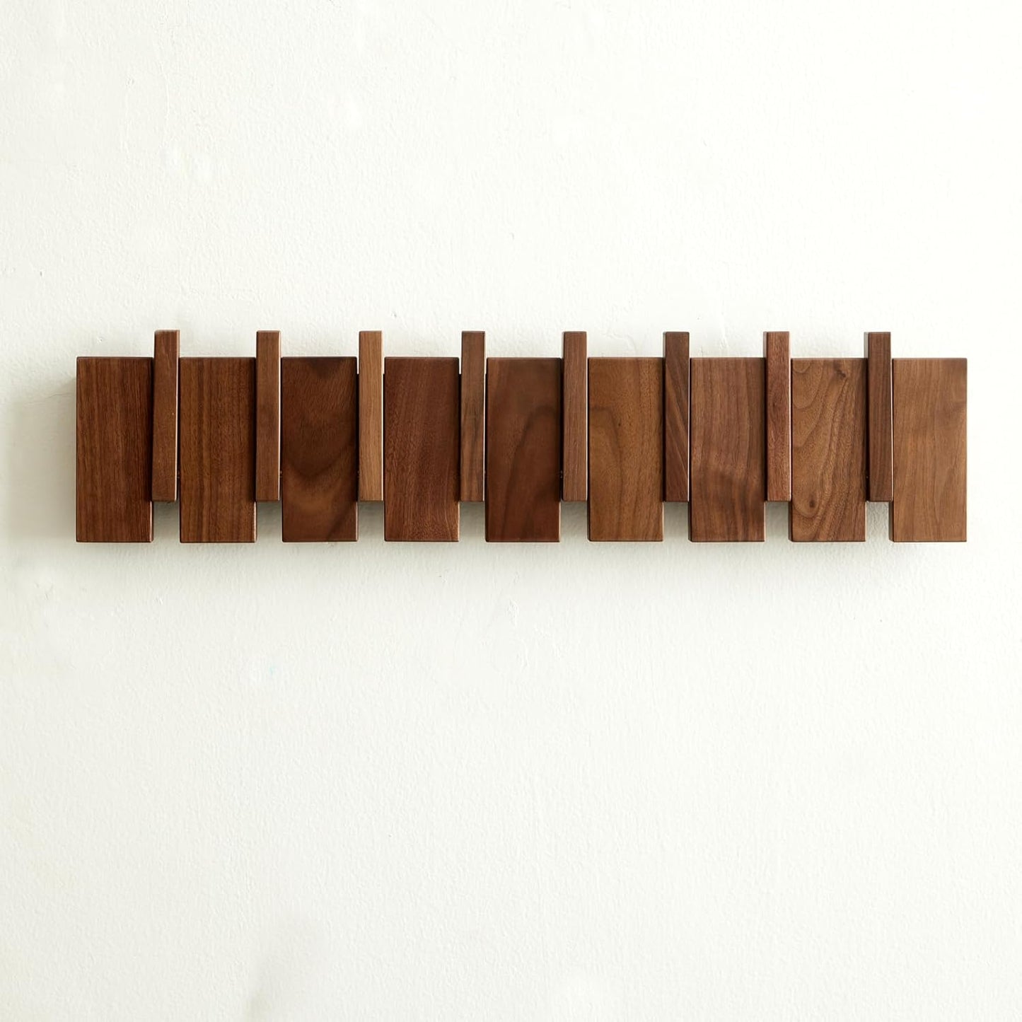 Carpentray Wood Coat Rack Wall Mount, Coat Hooks Hanger Wall Mounted, Heavy Duty Wall Coat Rack with 6 Hooks for Hanging Coats/Keys/Hats/Robe&Towels/Plants/Bags, Walnut