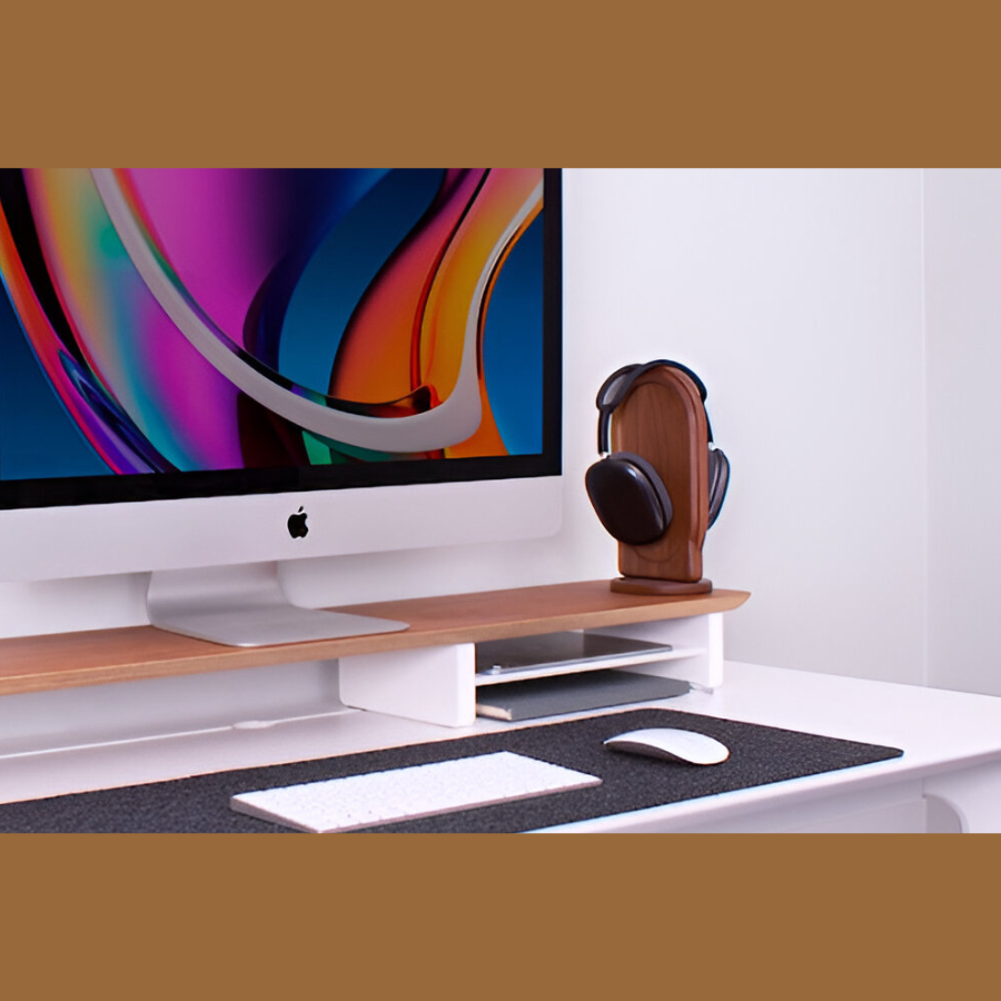 Carpentray 130cm Long Monitor Stand Wooden Monitor Riser Wood Desk Shelf Dual Monitor Stand Desk Organizer Solid Monitor Stand Desk Riser