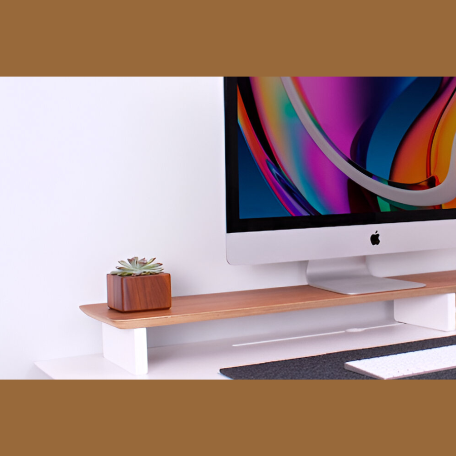 Carpentray 130cm Long Monitor Stand Wooden Monitor Riser Wood Desk Shelf Dual Monitor Stand Desk Organizer Solid Monitor Stand Desk Riser