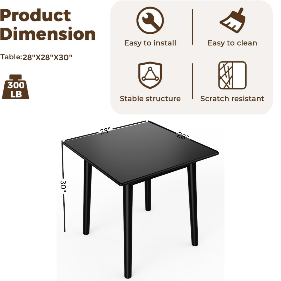 Carpentray 32" Solid Wood Dining Table, Modern Small Dining Table