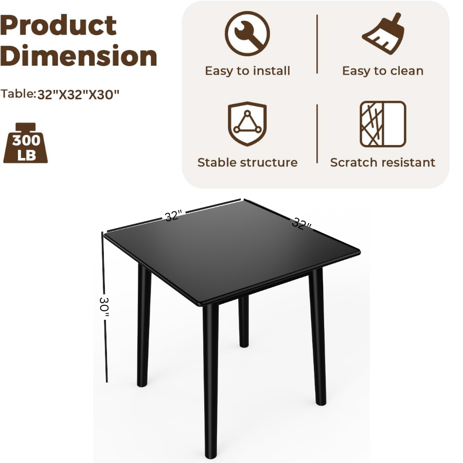 Carpentray 28" Solid Wood Dining Table, Modern Small Dining Table