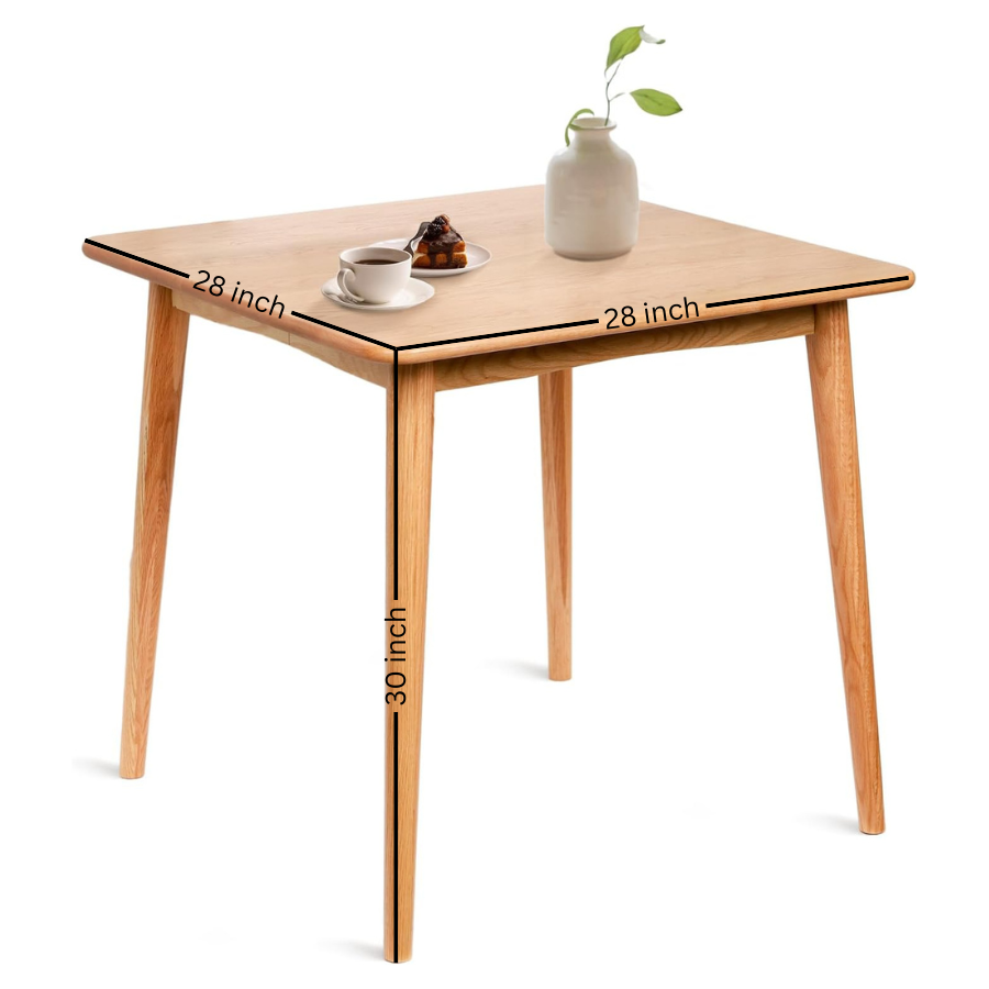 Carpentray Dining Table, Square Small Solid Wood Kitchen Tables for 2, Mid Century Modern Dining Room Table, 28" x 28" x 30" (Natural)