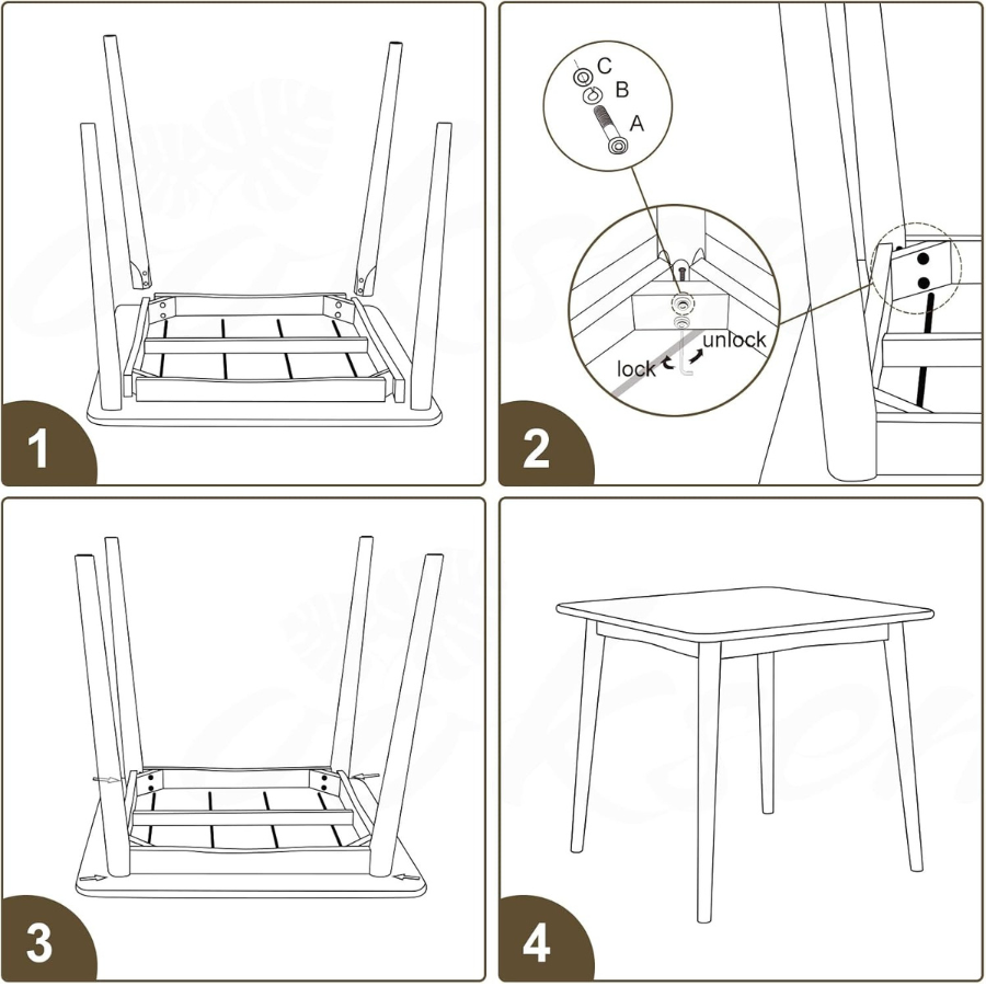 carpentray 32" dining table, square small solid wood kitchen tables