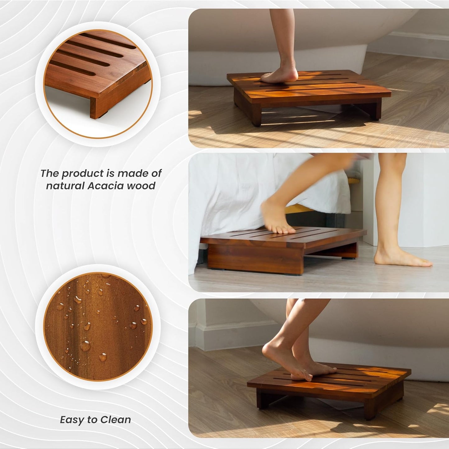 Carpentray 3.5in Height Wooden Step Stool for Adults (Brown)