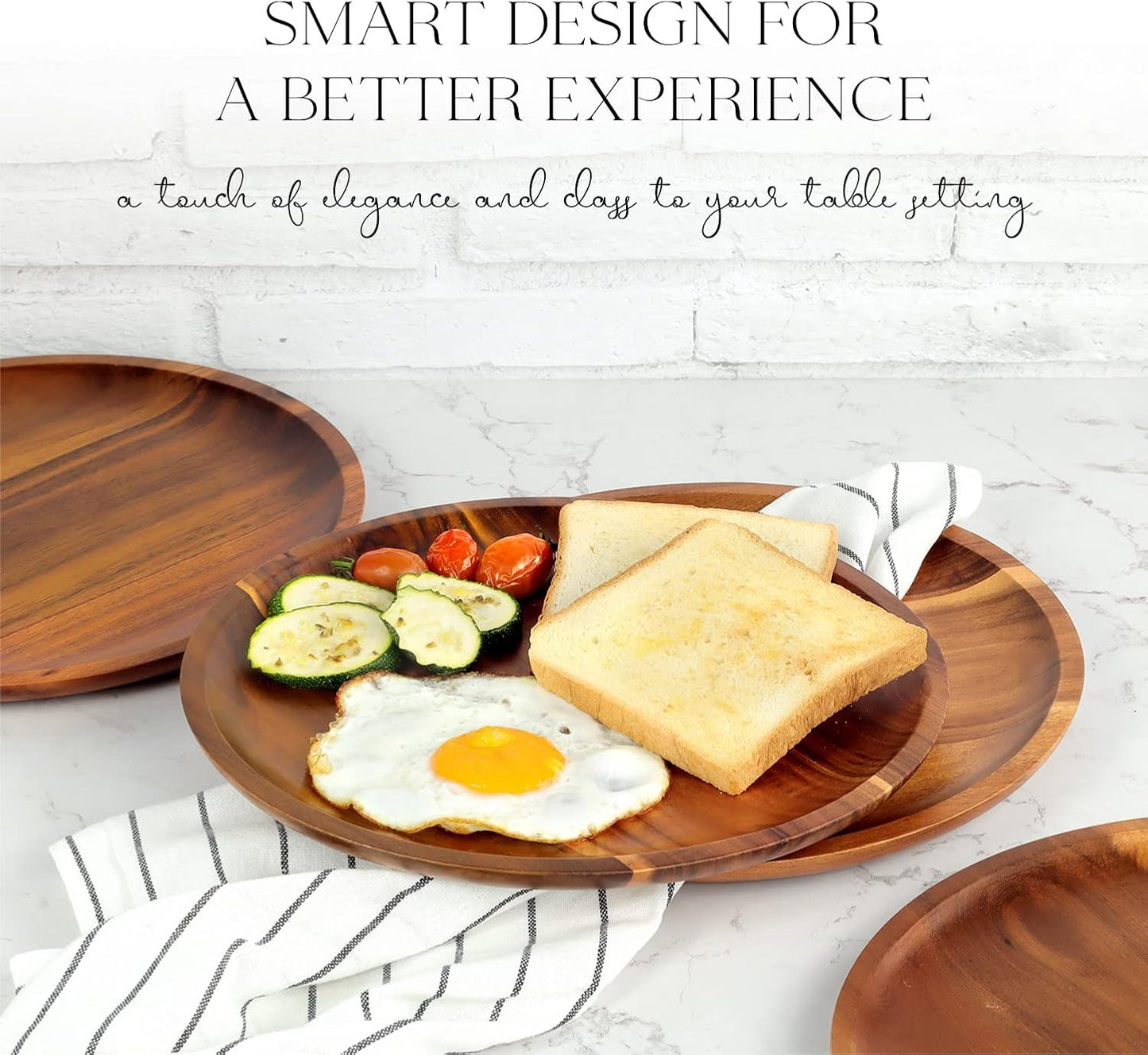 Carpentray Wooden plates (set of 4-11inch) Dinner Plates, Acacia Round Wood Plates