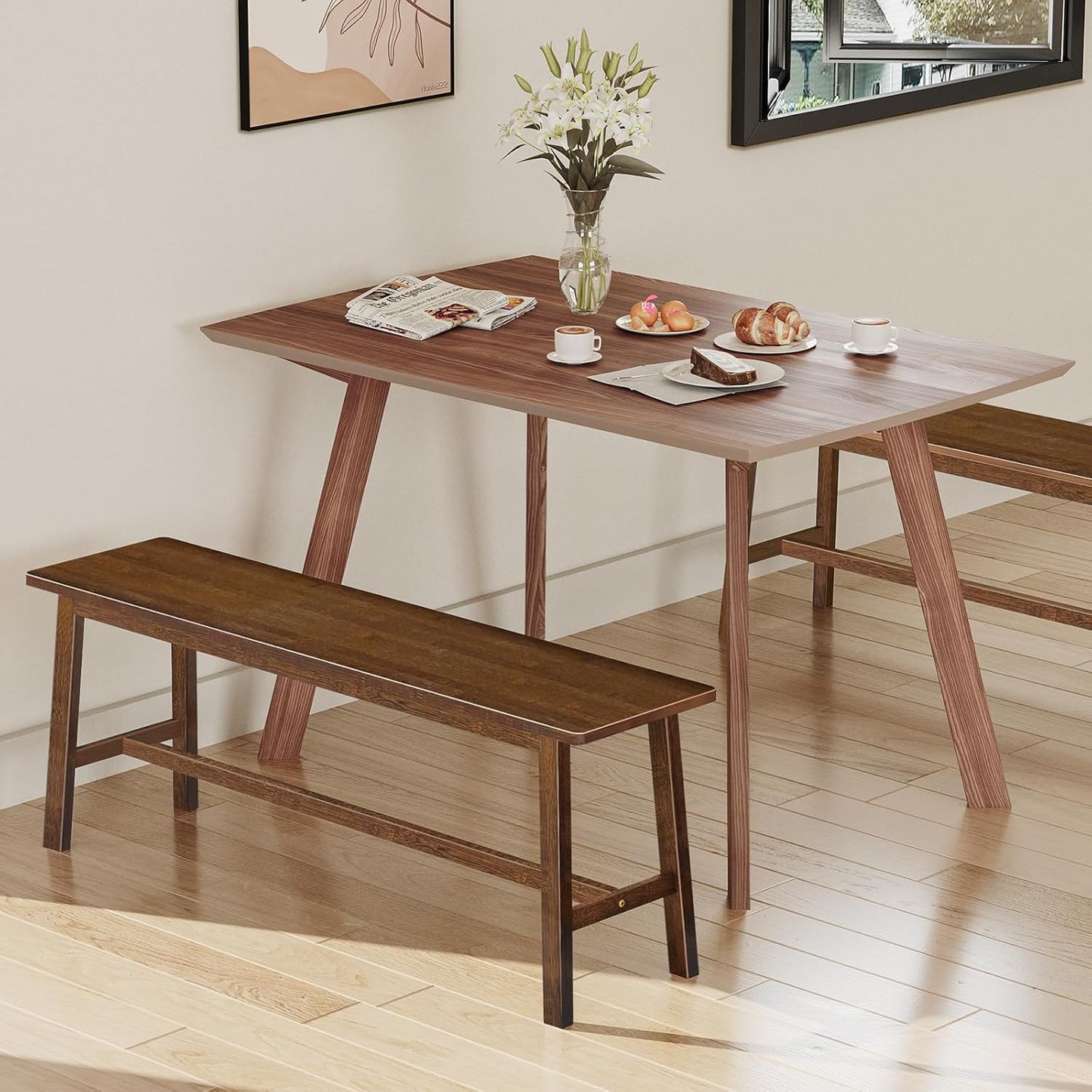 Carpentray Dining Bench, Farmhouse Kitchen Table Bench, Kitchen & Living Room Furniture, Easy to Assemble, Sturdy and Stable,