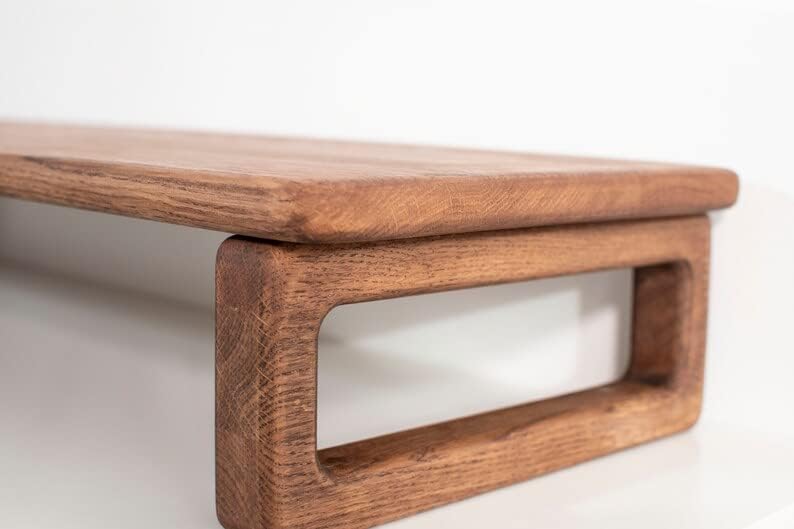 Carpentray 80Cm Long Wooden Monitor Stand Riser Keyboard Storage, Desktop Organizer for Computer and Laptop, Home Office and Study Desk (D-Brown, 80cm Long)