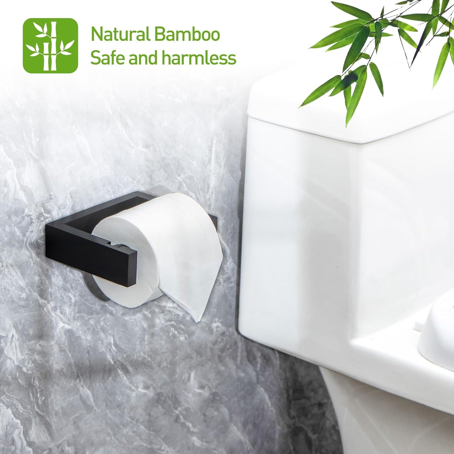 Carpentray Wall Mounted Toilet Paper Holder,Wooden Toilet Paper Holder, Bathroom Tissue Holder,Wood Toilet Paper Roll Holder Tissue Holder for Bathroom (Black)