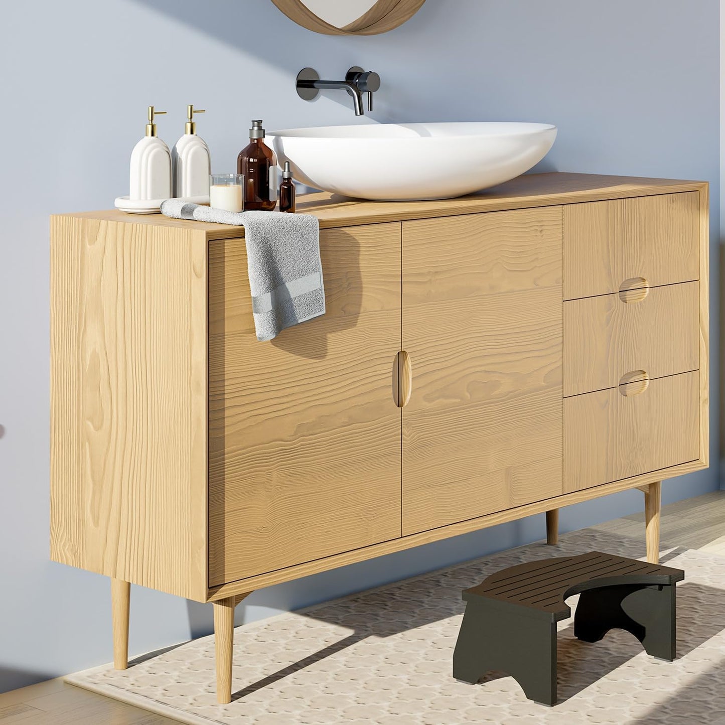 Carpentray Stool for Bathroom Adults - 7.2" Squatting Toilet Stool for Kids - Pooping Stool Squat with Anti Slip Layer