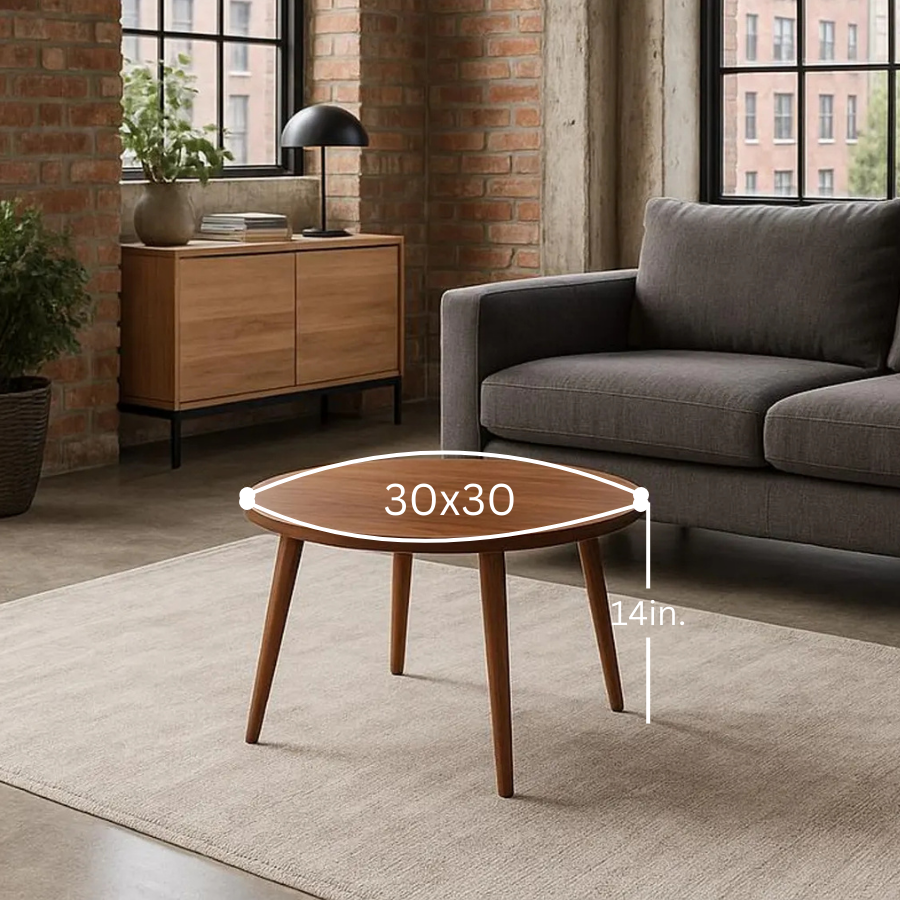 Carpentray 30x30 Inch Round Wooden Coffee Table