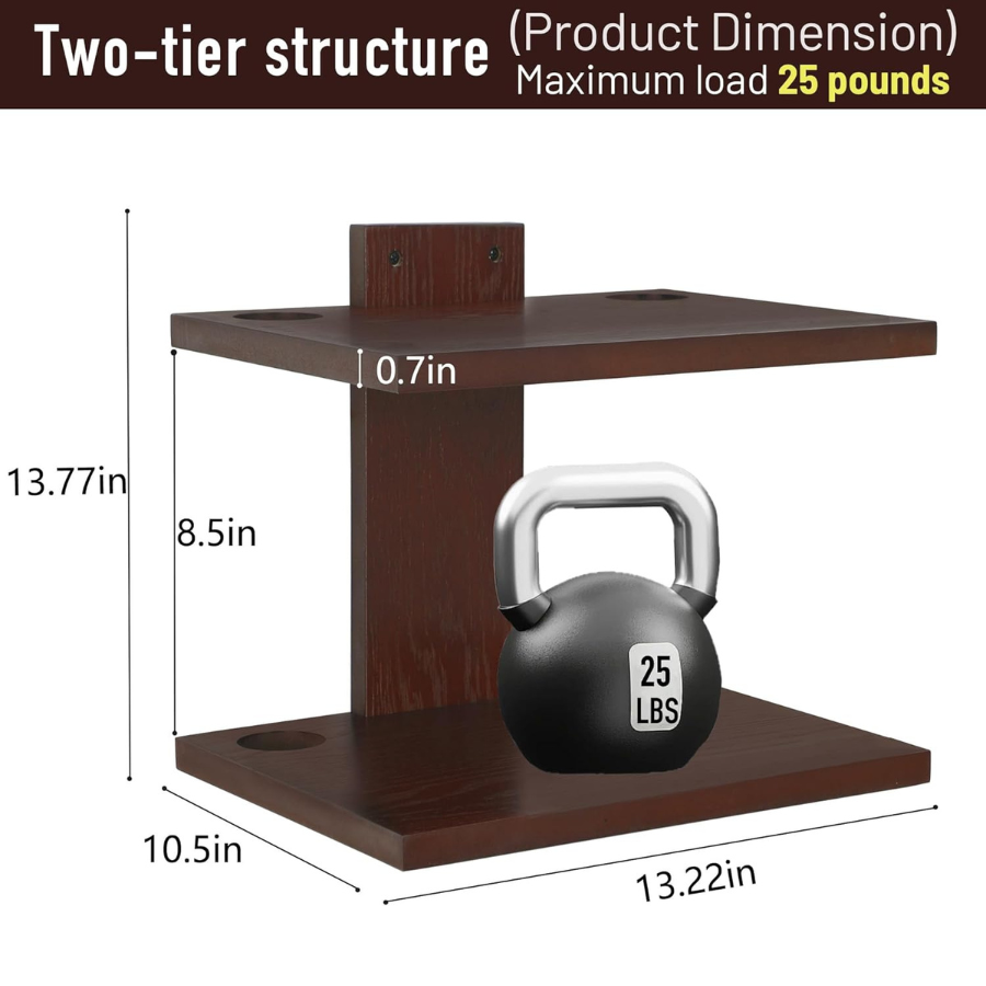 Carpentray Dual Shelf Floating Projector Wall Mount TV Shelf (Brown)