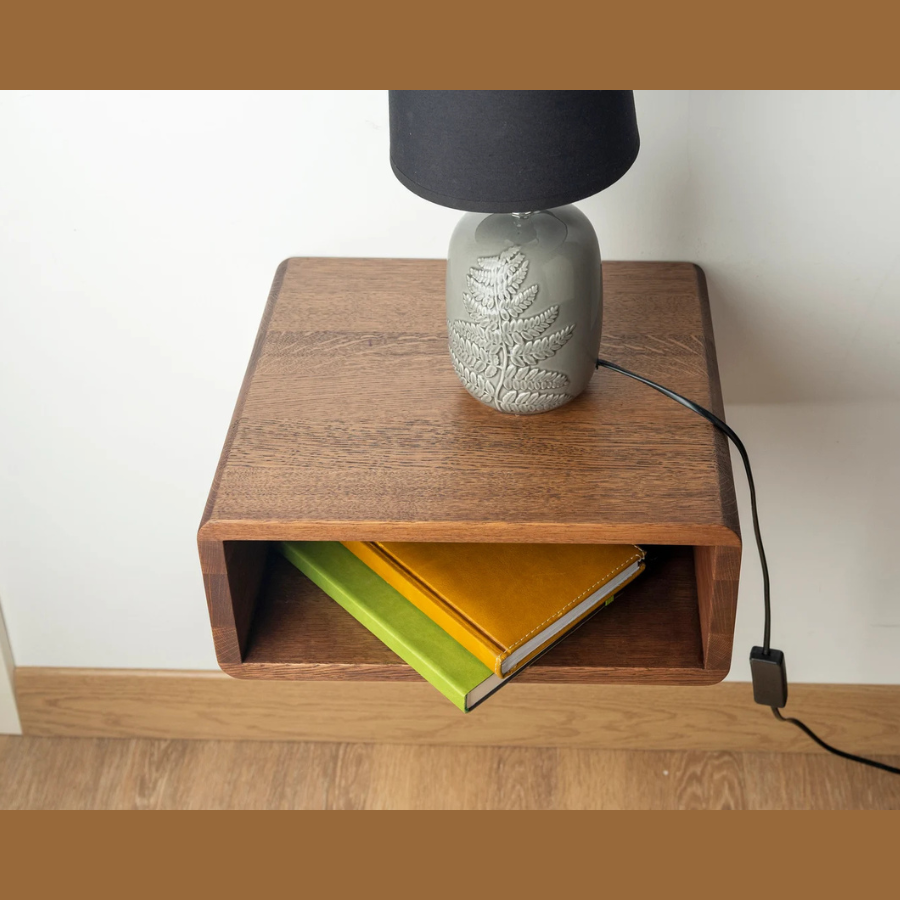 Carpentray 15x15 inch Wooden Wall Bedside Table (Dark Brown)