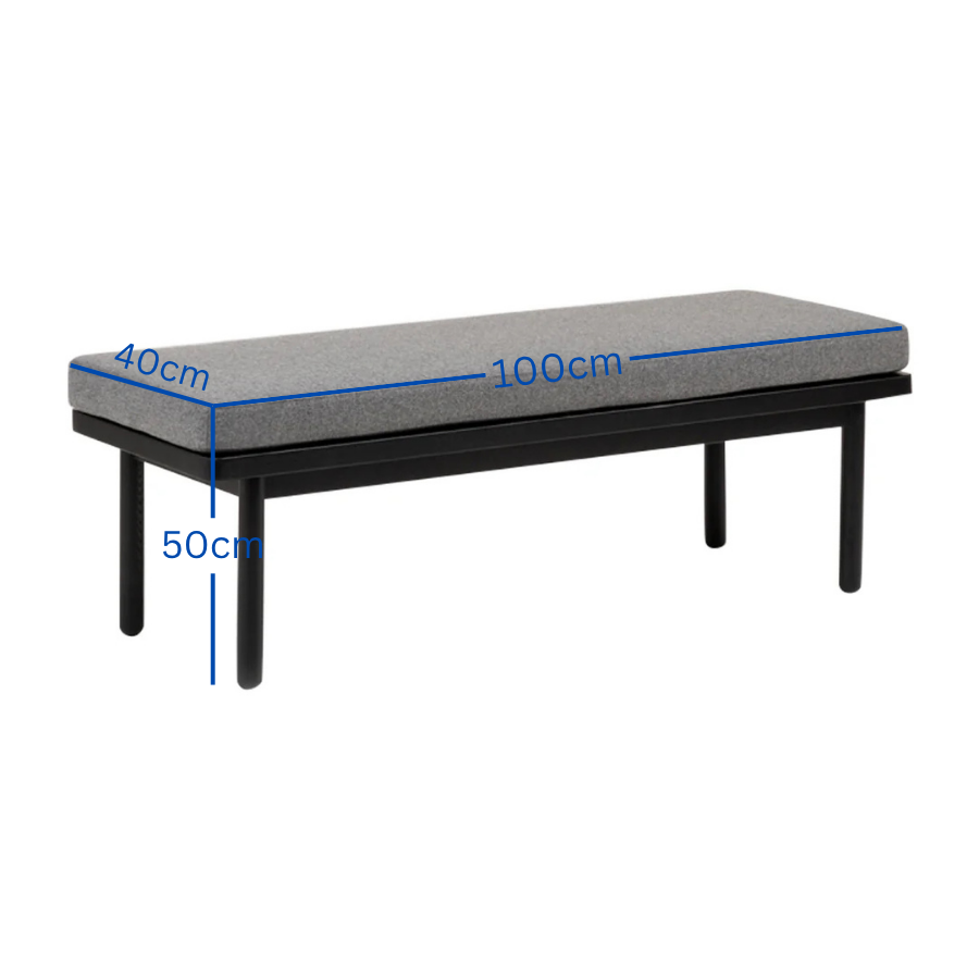 Carpentray 100Cm Long Solid Wood Bench with Gray Cushion