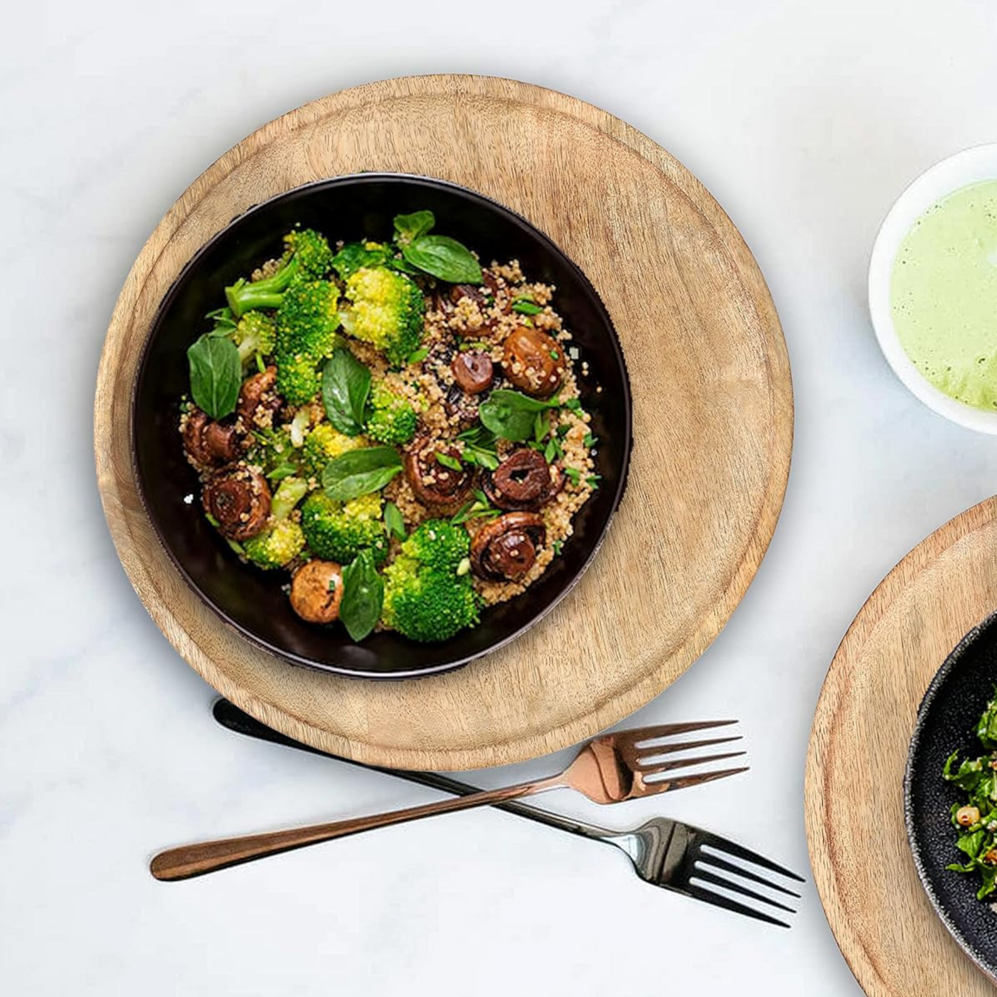 carpentray natural wooden dinner plates set of 1- elegant decorative 11 inch round wood