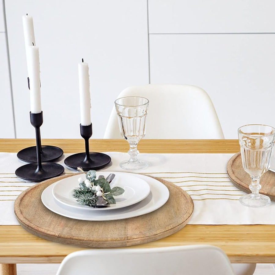 Carpentray Natural Wooden Dinner Plates Set of 1- Elegant Decorative 11 Inch Round Wood