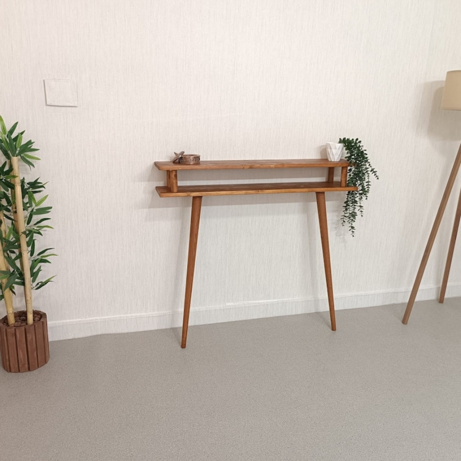 Carpentray 60cm Long Dual Shelf Console Table (Brown)