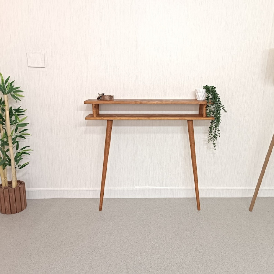 Carpentray 60cm Long Dual Shelf Console Table (Brown)